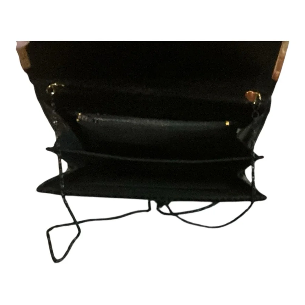 Vintage Metal Mesh Clutch Gold Trim w/ Beade Chain Envelope Style Disco Cocktail